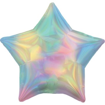 Colour Holographic Star Pastel Rainbow foil balloon 48 cm