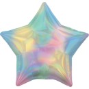 Colour Holographic Star Pastel Rainbow foil balloon 48 cm