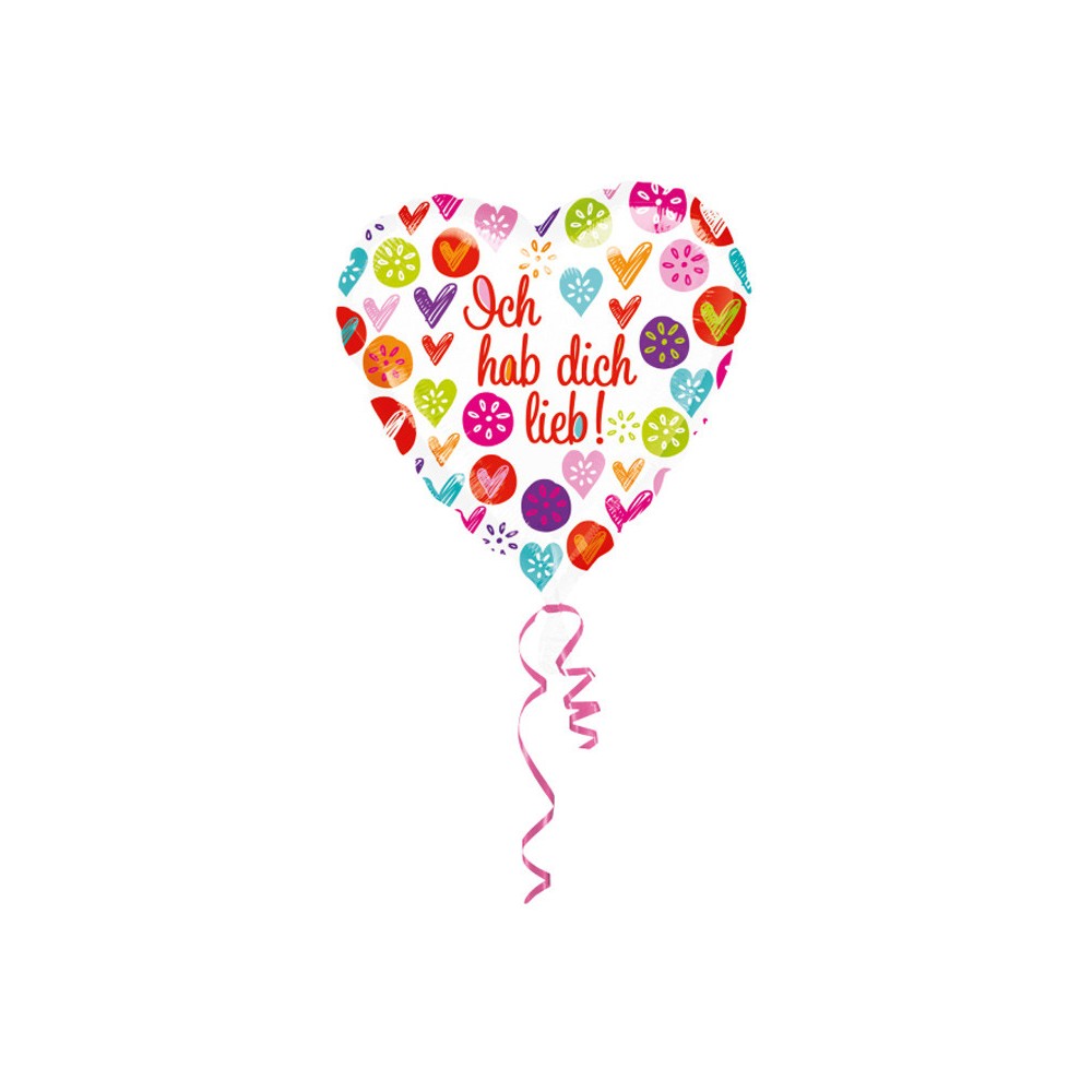 Love Ich hab dich lieb foil balloon 43 cm