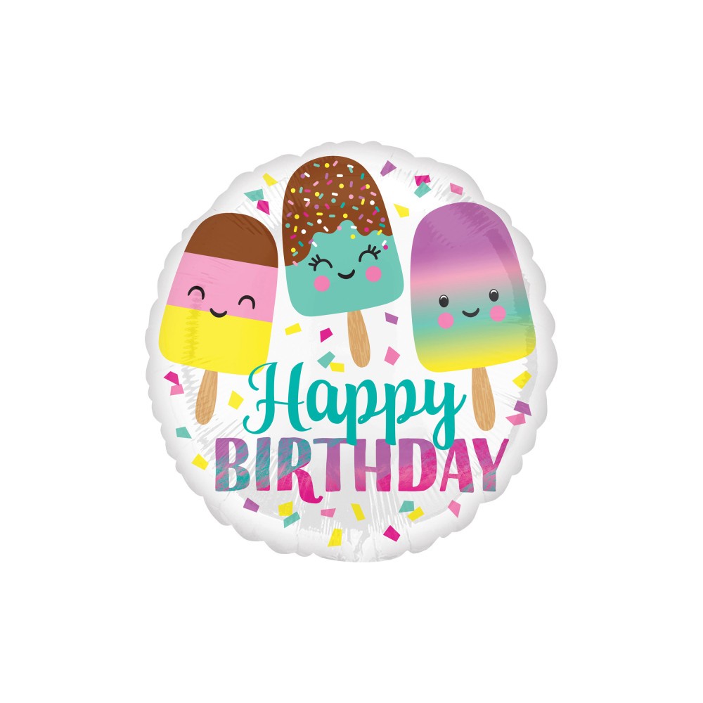 Happy Birthday Happy Ice Cream, Ice Cream Foil Balloon 43 cm