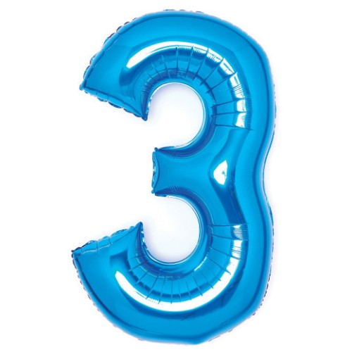 Number Blue Blue number 3 balloon 66 cm