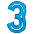Number Blue Blue number 3 balloon 66 cm