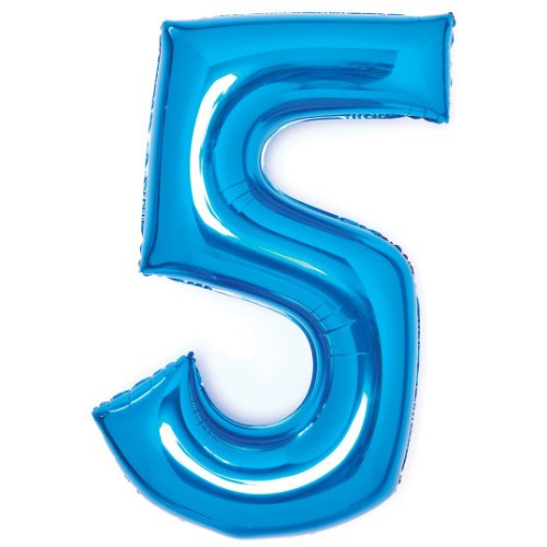 Number Blue Blue number 5 foil balloon 66 cm
