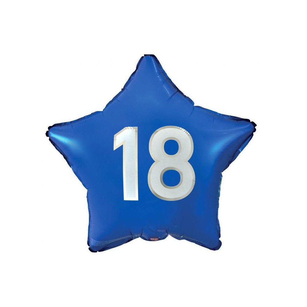 Happy Birthday Blue Blue Happy Birthday 18 star foil balloon 44 cm