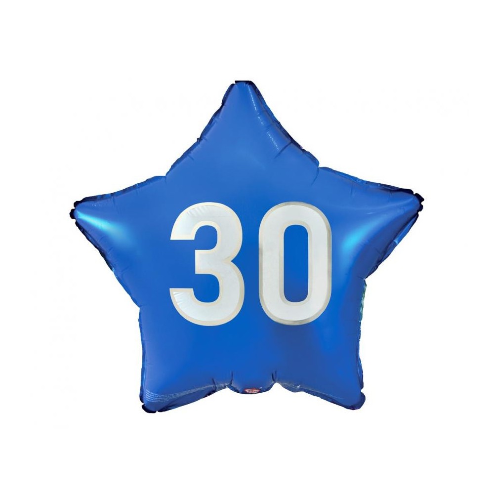 Happy Birthday Blue Blue Happy Birthday 30 Star Foil Balloon 44 cm