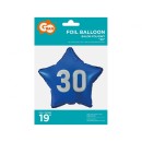 Happy Birthday Blue Blue Happy Birthday 30 Star Foil Balloon 44 cm
