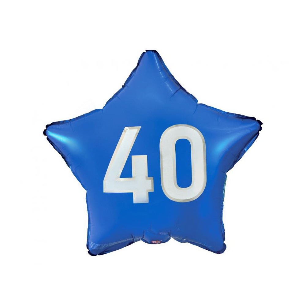 Happy Birthday Blue Blue Happy Birthday 40 Star Foil Balloon 44 cm