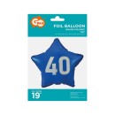 Happy Birthday Blue Blue Happy Birthday 40 Star Foil Balloon 44 cm