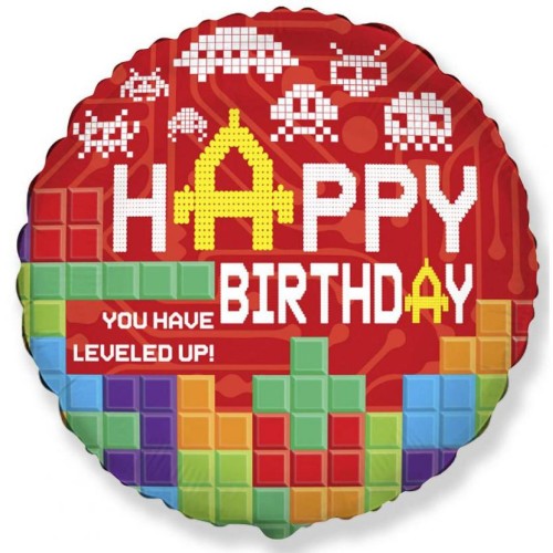 Happy Birthday Bricks Lego patterned Happy Birthday foil balloon 48 cm