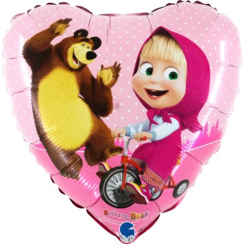 Masha and the Bear Biking foil balloon 46 cm