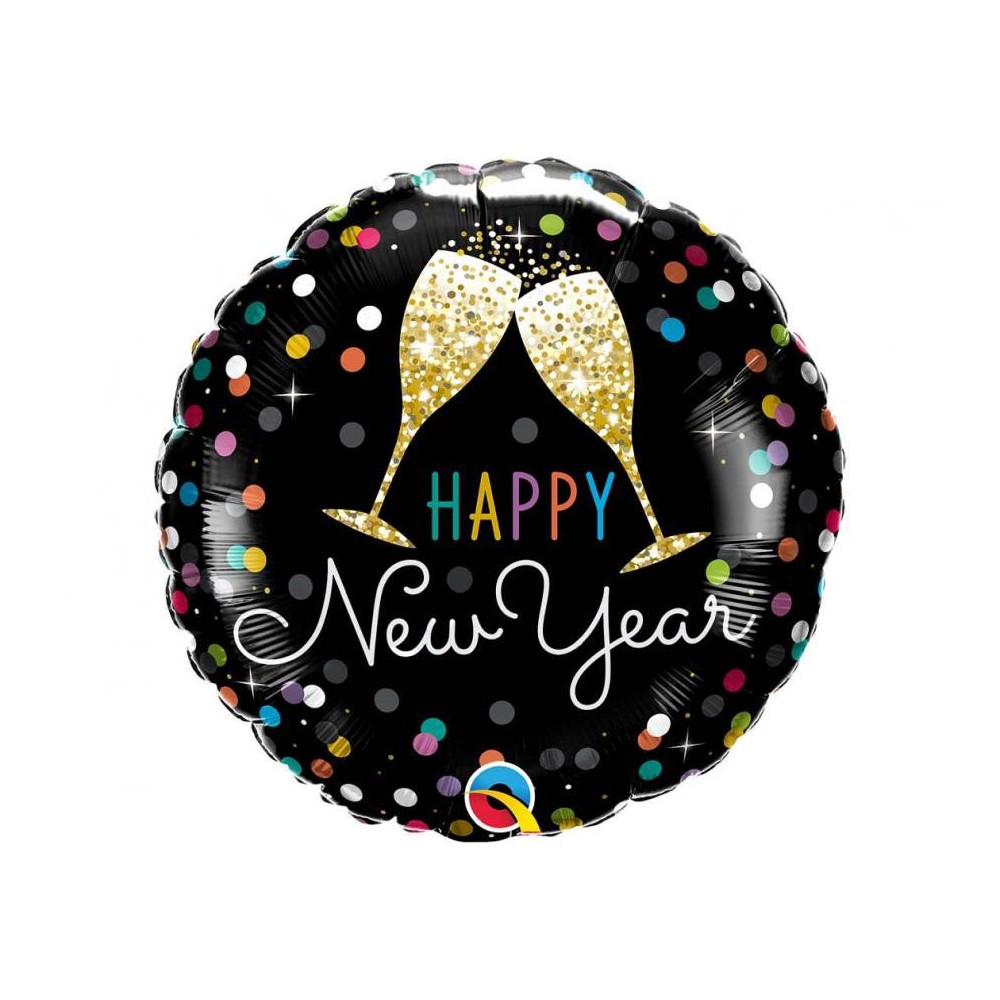 Happy New Year Happy New Year Champagne Glasses Foil Balloon 46 cm
