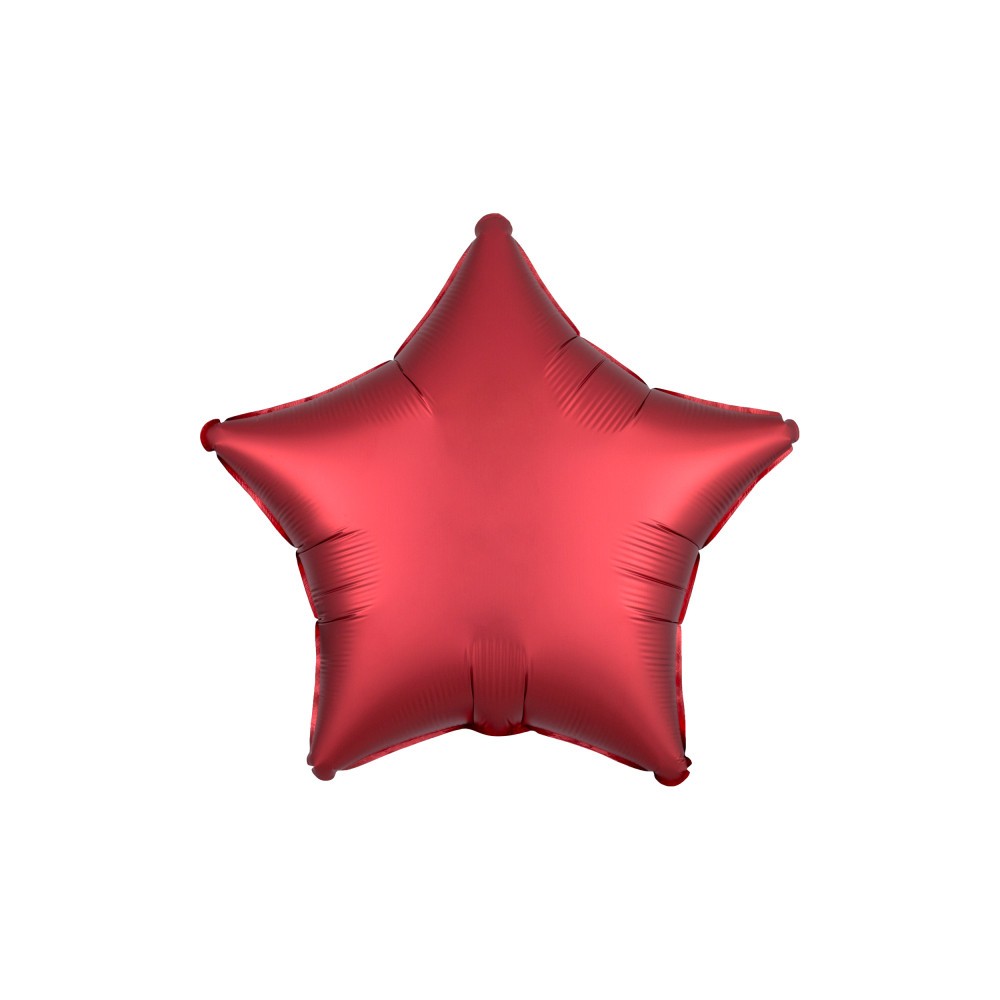Satin Silk Dark Red star foil balloon 48 cm