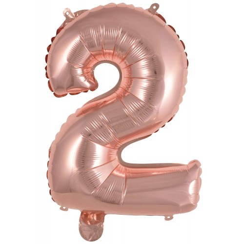 Number Rose Gold Number 2 Foil Balloon 45 cm