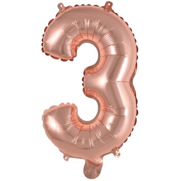 Number Rose Gold Number 3 Foil Balloon 45 cm