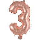 Number Rose Gold Number 3 Foil Balloon 45 cm