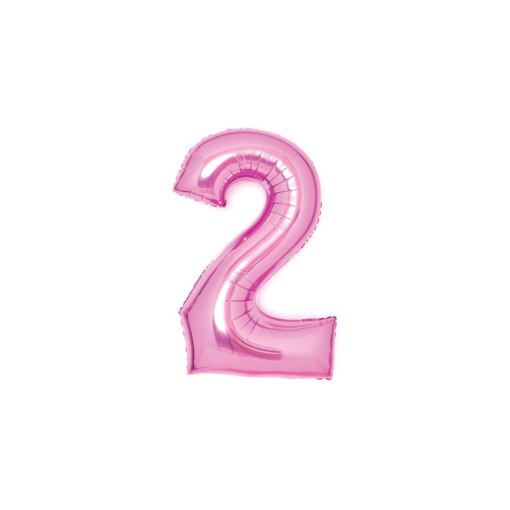 Number Pink Pink number 2 foil balloon 66 cm