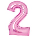 Number Pink Pink number 2 foil balloon 66 cm