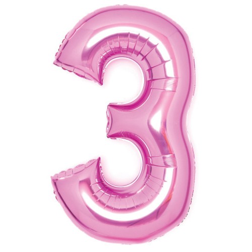 Number Pink Pink Number 3 Foil Balloon 66 cm