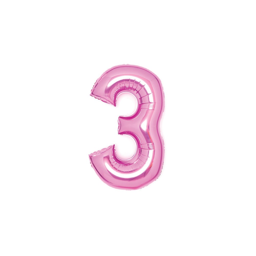 Number Pink Pink Number 3 Foil Balloon 66 cm