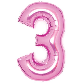 Number Pink Pink Number 3 Foil Balloon 66 cm
