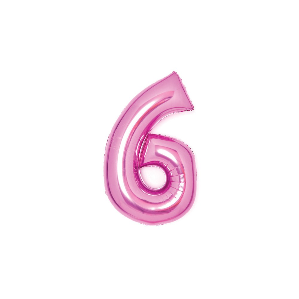 Number Pink Pink number 6 foil balloon 66 cm