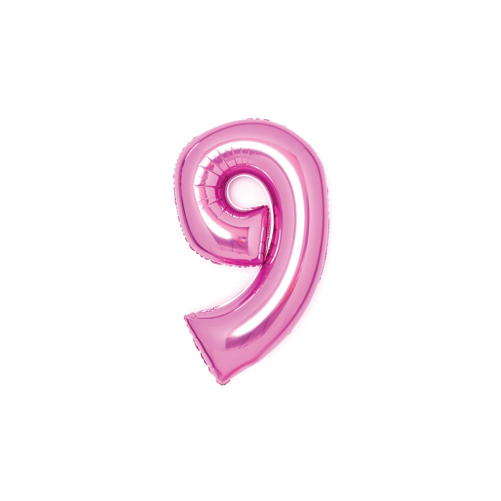 Number Pink Pink number 9 foil balloon 66 cm