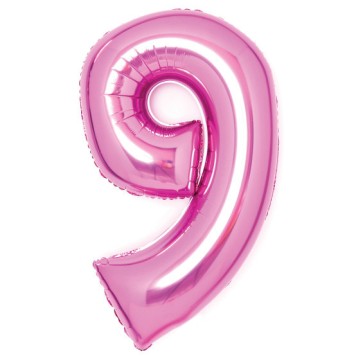 Number Pink Pink number 9 foil balloon 66 cm
