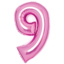 Number Pink Pink number 9 foil balloon 66 cm