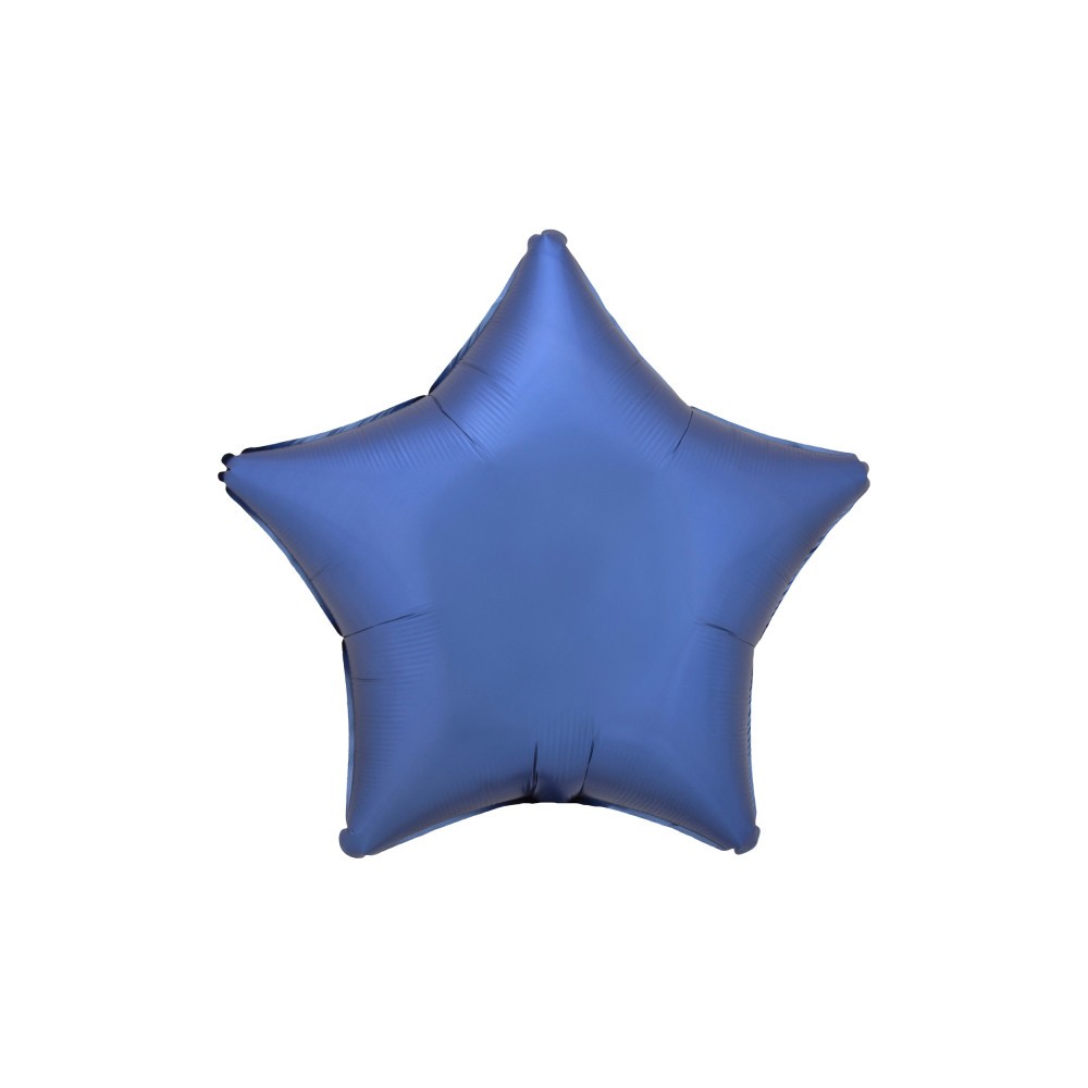 Satin Silk Azure Blue star foil balloon 48 cm