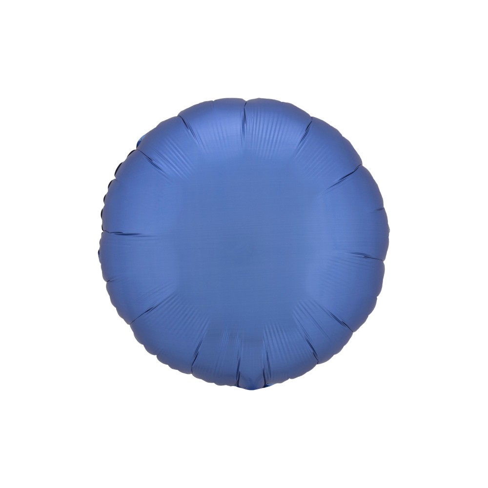 Satin Silk Azure Blue round foil balloon 43 cm