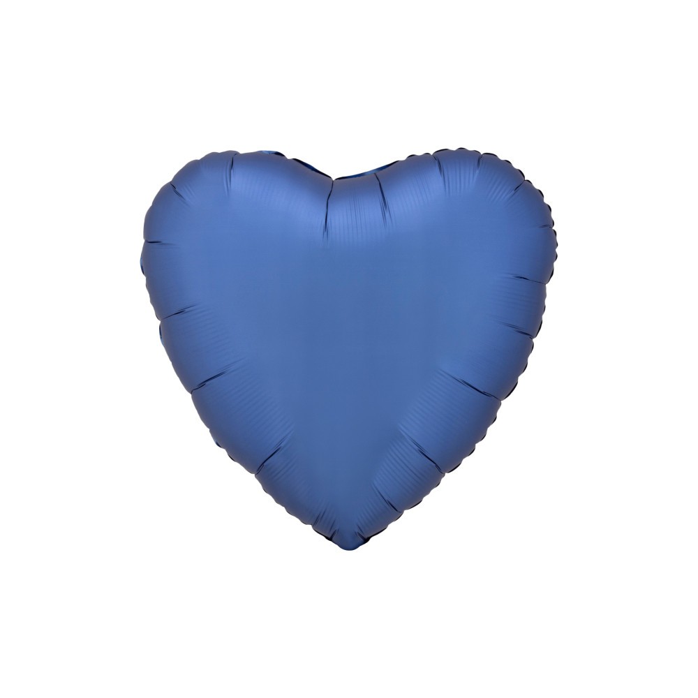 Satin Silk Azure Blue heart foil balloon 43 cm