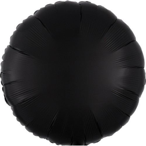 Satin Silk Black round foil balloon 43 cm