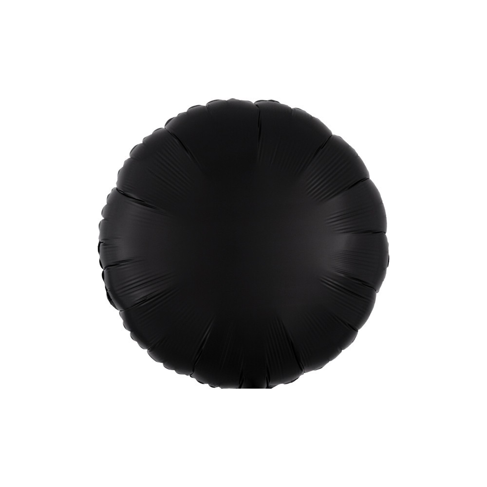 Satin Silk Black round foil balloon 43 cm