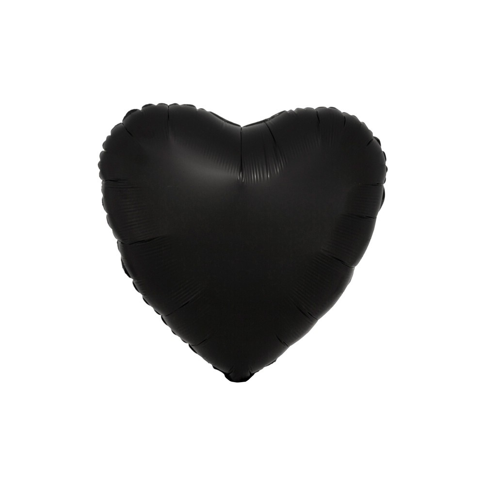 Satin Silk Black heart foil balloon 43 cm