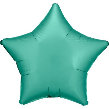 Satin Silk Jade Green star foil balloon 48 cm
