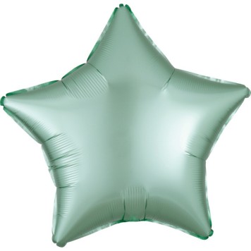 Satin Silk Mint Green star foil balloon 48 cm