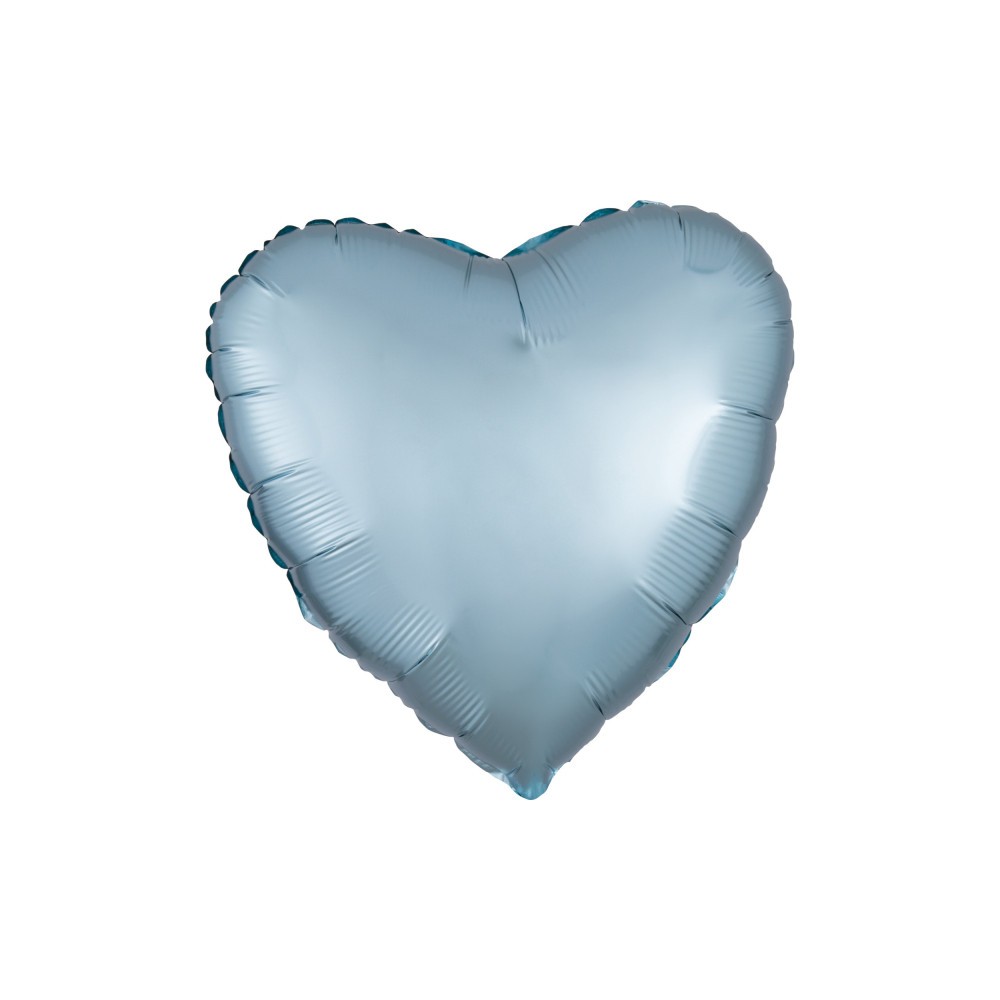 Satin Silk Pastel Blue heart foil balloon 43 cm