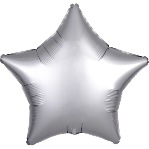 Satin Silk Silver Star Foil Balloon 48 cm
