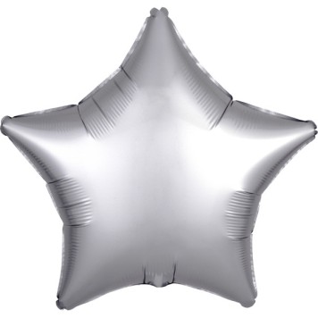 Satin Silk Silver Star Foil Balloon 48 cm