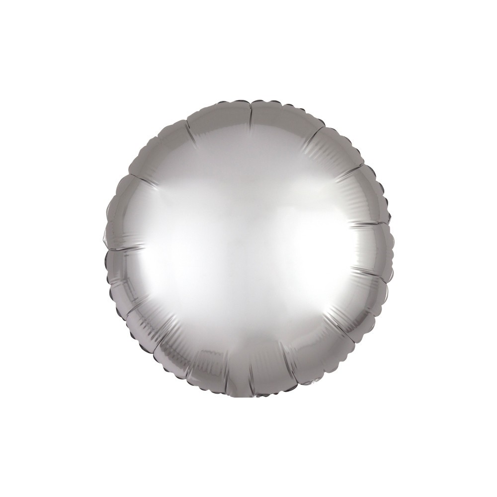 Satin Silk Silver round foil balloon 43 cm
