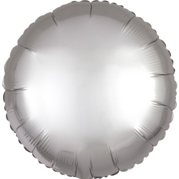 Satin Silk Silver round foil balloon 43 cm