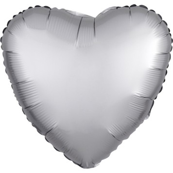 Satin Silk Silver heart foil balloon 43 cm