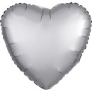 Satin Silk Silver heart foil balloon 43 cm