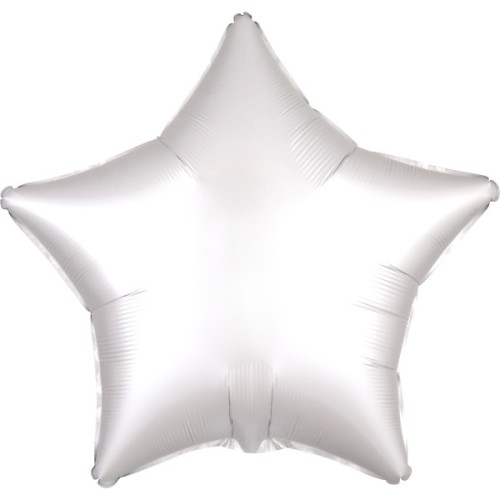 Satin Silk White star foil balloon 48 cm
