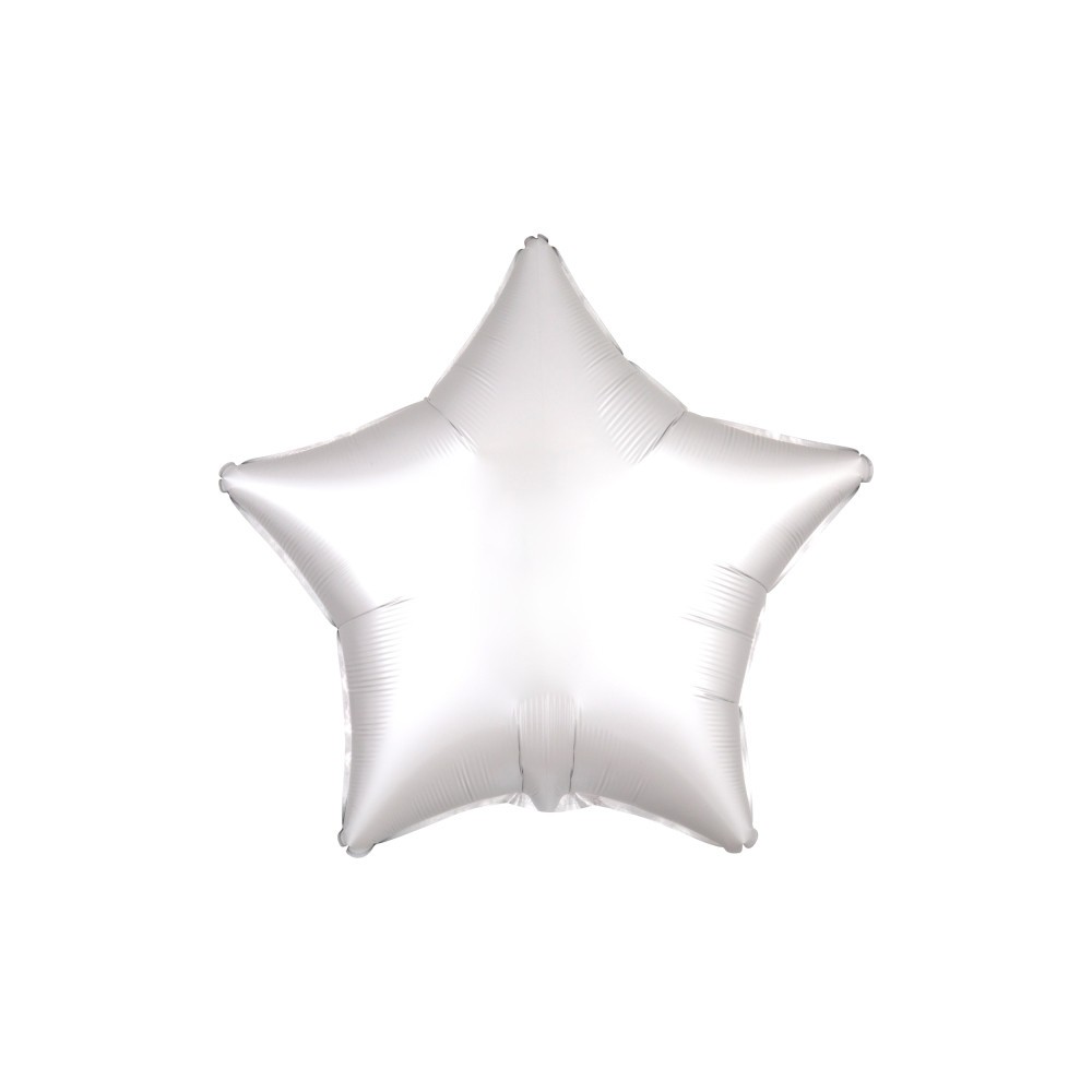 Satin Silk White star foil balloon 48 cm