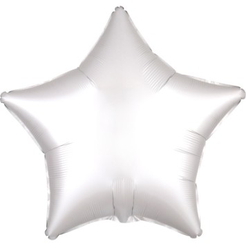 Satin Silk White star foil balloon 48 cm