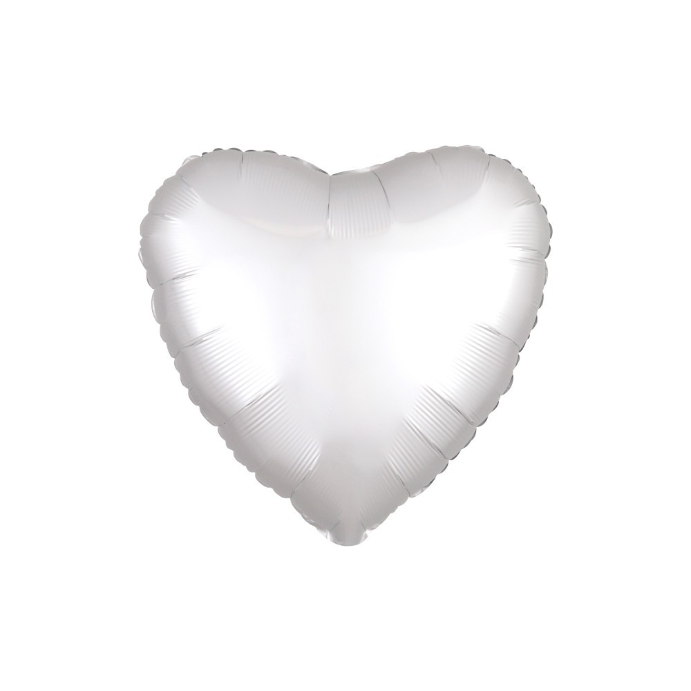 Satin Silk White heart foil balloon 43 cm