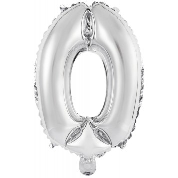 Number Silver foil number 0 balloon, 41 cm