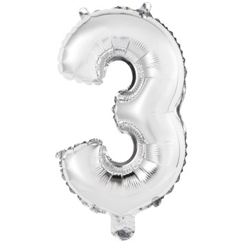 Number Silver, Silver number 3 foil balloon 46 cm