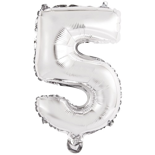 Number Silver, Silver number 5 foil balloon 46 cm